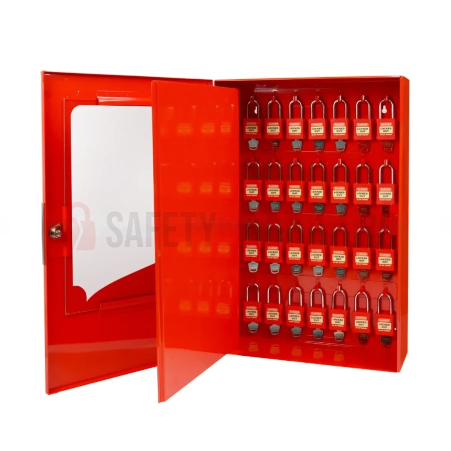 Dulap pentru lacăte cu geam transparent, 50 de poziții — Dulapuri cu geam transparent pentru lacăte | Safety Lockout