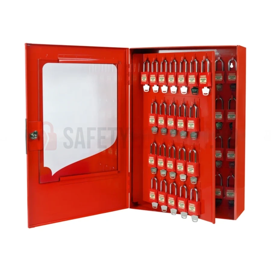 Dulap pentru lacăte cu geam transparent, 50 de poziții — Dulapuri cu geam transparent pentru lacăte | Safety Lockout