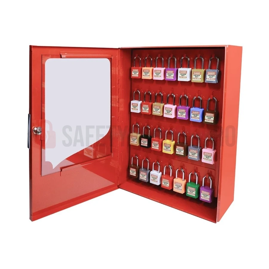 Dulap pentru lacăte cu geam transparent, 84 cârlige — Dulapuri cu geam transparent pentru lacăte | Safety Lockout