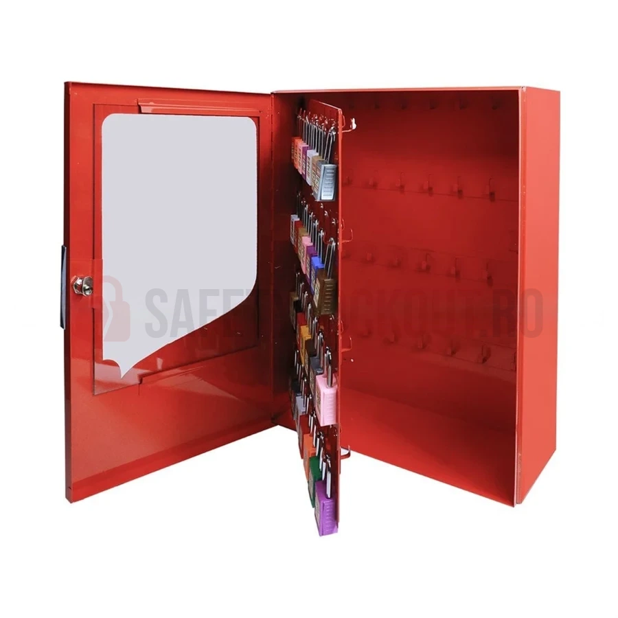 Dulap pentru lacăte cu geam transparent, 84 cârlige — Dulapuri cu geam transparent pentru lacăte | Safety Lockout