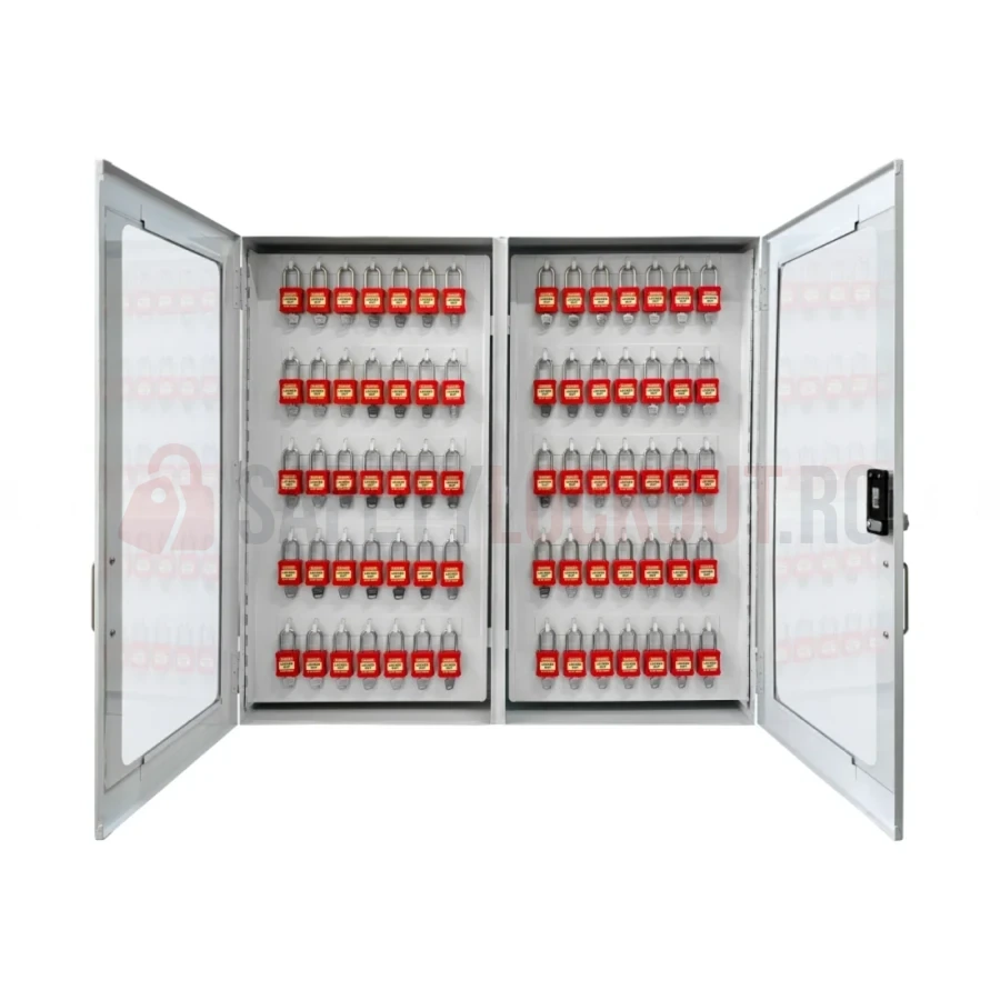 Dulap pentru 200 de lacăte LOTO, cu cifru digital și geam — Dulapuri cu geam transparent pentru lacăte | Safety Lockout