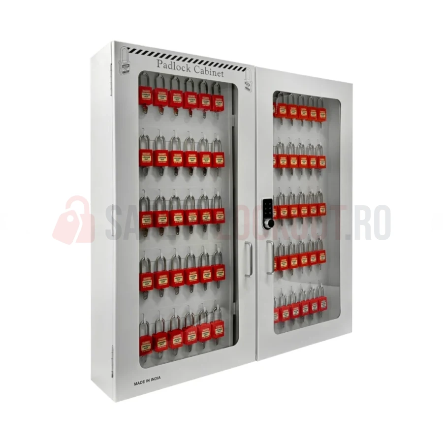Dulap pentru 200 de lacăte LOTO, cu cifru digital și geam — Dulapuri cu geam transparent pentru lacăte | Safety Lockout