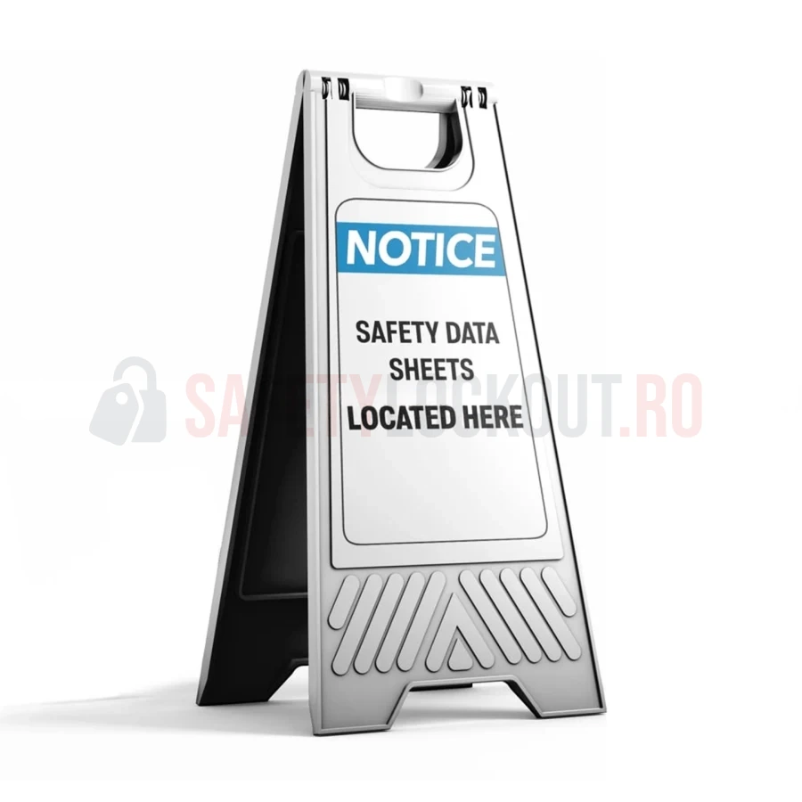 Panou de podea portabil — Notice Safety Data Sheets Located Here — Cabinete pentru comunicarea pericolelor și fișe tehnice de securitate (MSDS) | Safety Lockout