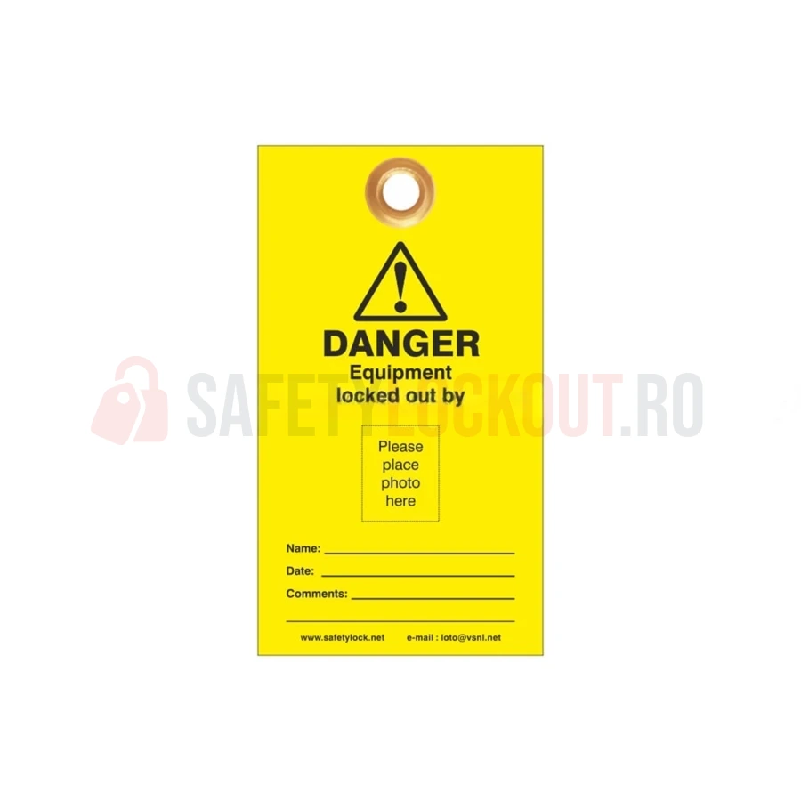 Etichete de blocare LOTO galbene cu ID foto, 0,7 mm — Etichete laminate | Safety Lockout