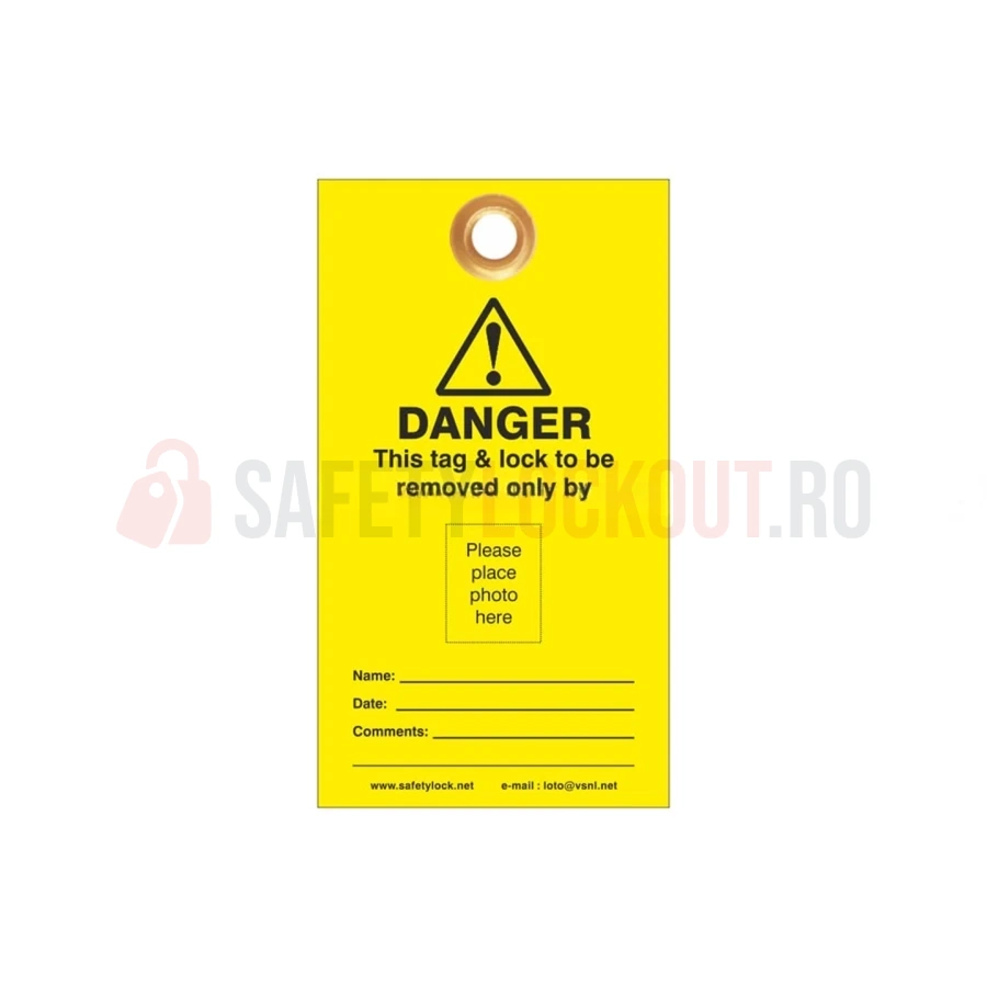 Etichete de blocare LOTO cu ID foto, galbene, set 10 buc. — Etichete laminate | Safety Lockout