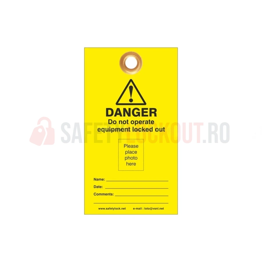 Etichete de blocare LOTO galbene cu foto ID, set 10 buc. — Etichete laminate | Safety Lockout