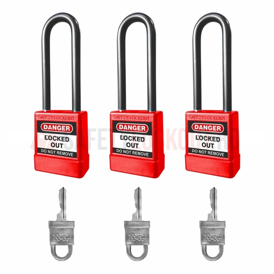 Lacăt de siguranță LOTO Seria 6, bridă oțel cu manșon PVC, 75 mm — Lacăte de siguranță LOTO | Safety Lockout