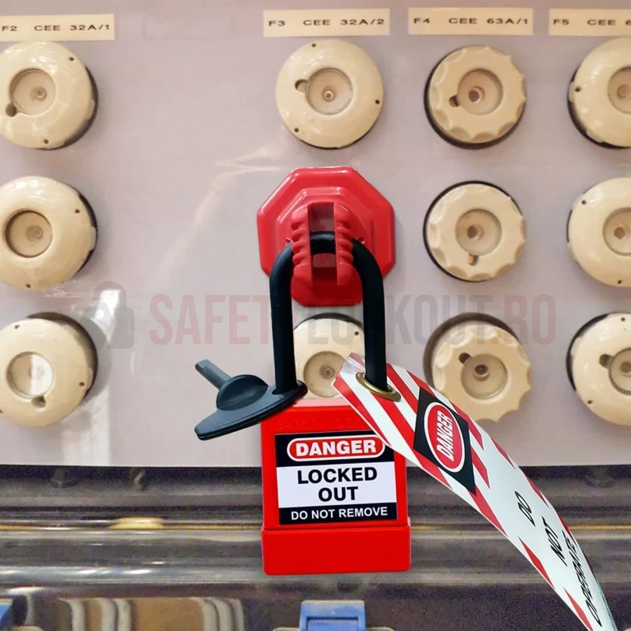 Lacăt de siguranță LOTO cu bridă din oțel 6 mm și manșon PVC — Lacăte de siguranță LOTO | Safety Lockout