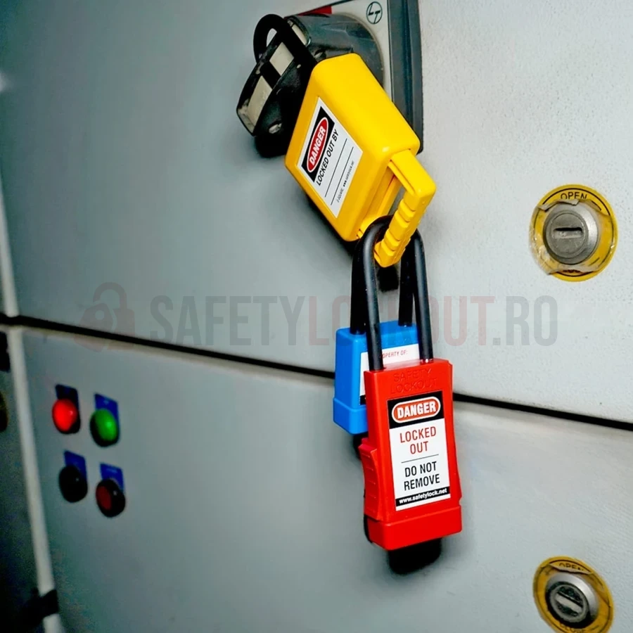 Lacăt de siguranță LOTO Seria 7, bridă oțel cu manșon PVC, corp mare — Lacăte de siguranță LOTO | Safety Lockout