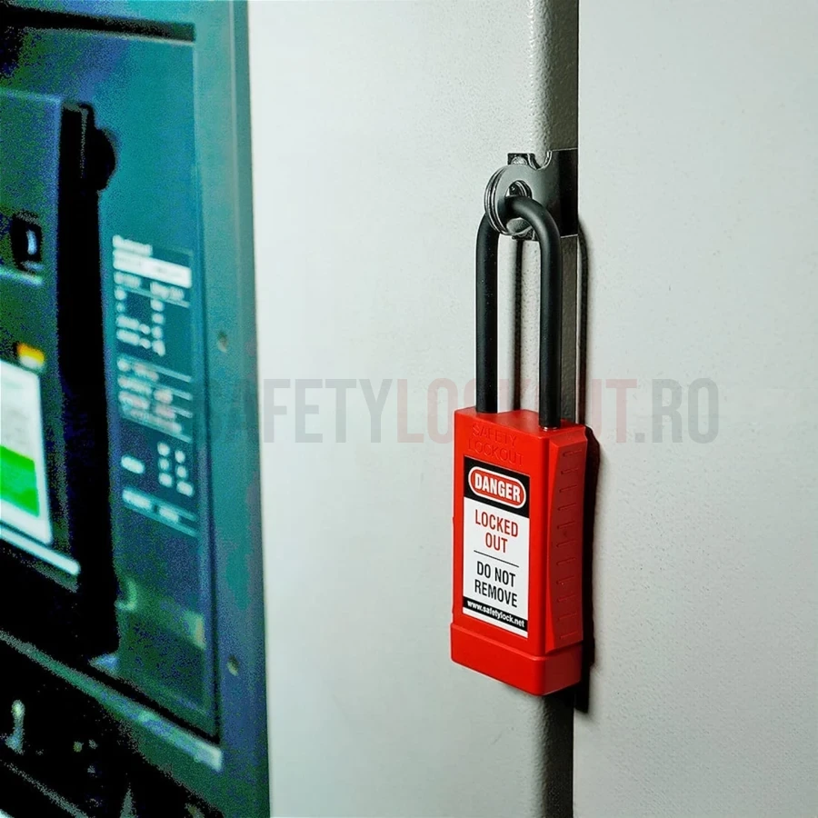 Lacăt de siguranță LOTO Seria 7, bridă oțel cu manșon PVC, corp mare — Lacăte de siguranță LOTO | Safety Lockout