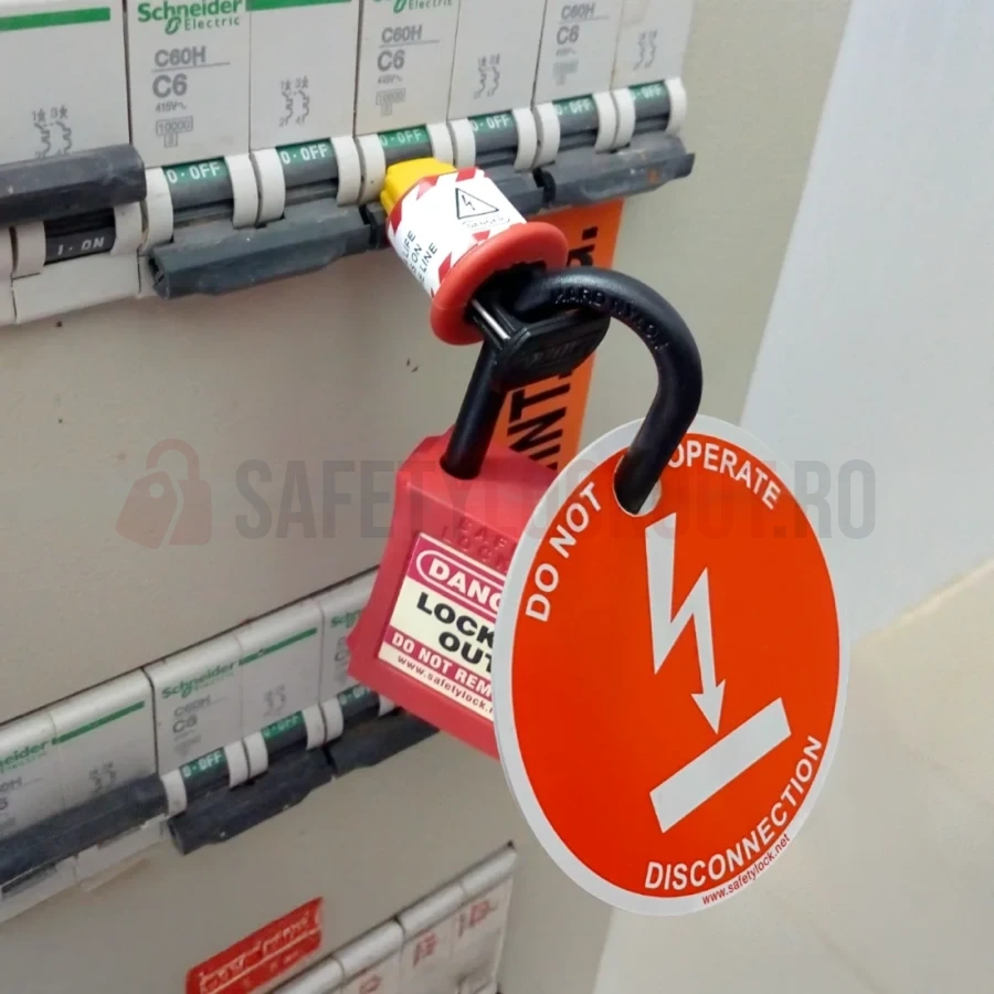 Etichetă rotundă de blocare LOTO — Do Not Operate Disconnection — Etichete LOTO personalizate | Safety Lockout