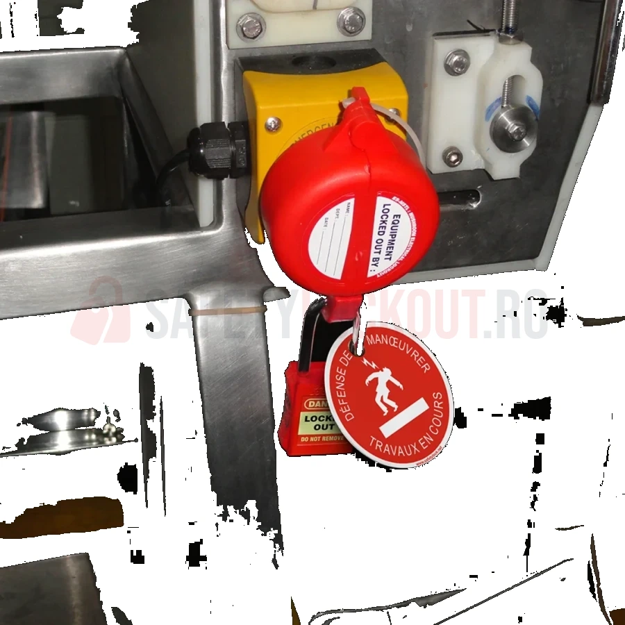 Etichetă de blocare LOTO rotundă, text în limba franceză, 80 mm — Etichete LOTO personalizate | Safety Lockout