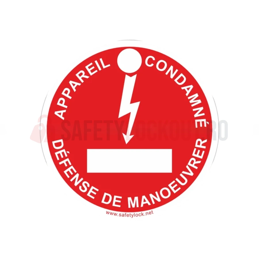 Etichetă de blocare LOTO rotundă, text în franceză, Ø 80 mm — Etichete LOTO personalizate | Safety Lockout