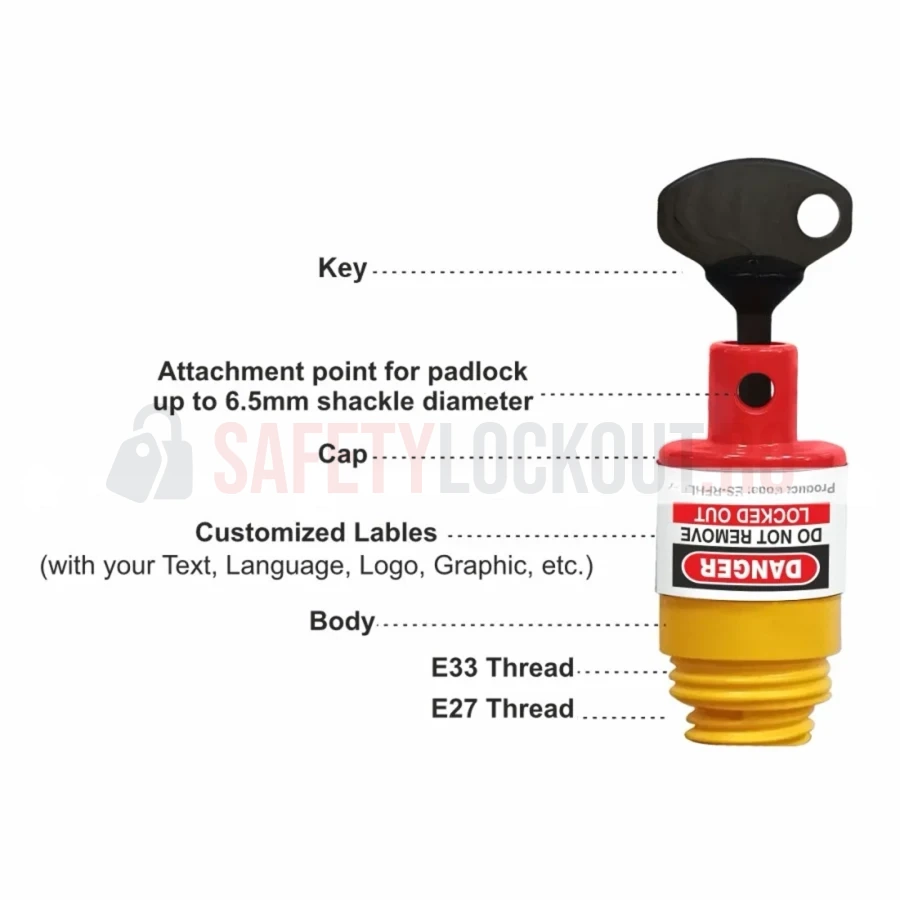 Dispozitiv de blocare pentru suport de siguranță rotundă E27/E33 — Dispozitive de blocare pentru siguranțe fuzibile | Safety Lockout