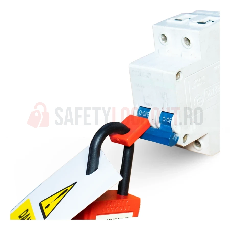 Dispozitiv de Blocare MCB Plat Mini Pin-Out - Roșu — Dispozitiv de blocare pentru disjunctor | Safety Lockout