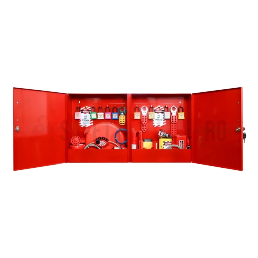 Dulap LOTO metalic Roșu – Mare, 464 x 787 x 108 mm — Stații LOTO | Safety Lockout
