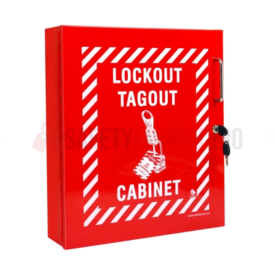 Dulap LOTO metalic Roșu – Mediu, 464 x 394 x 108 mm — Stații LOTO | Safety Lockout