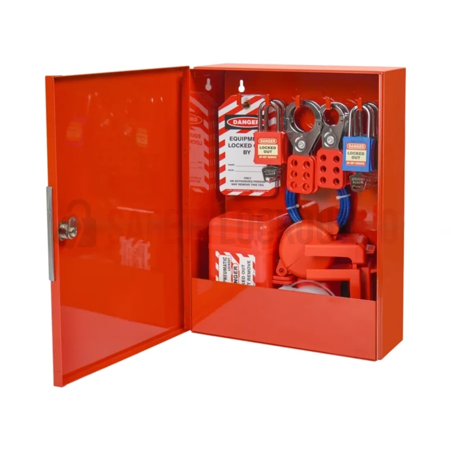 Dulap LOTO metalic Roșu – Mic, 362 x 267 x 108 mm — Stații LOTO | Safety Lockout