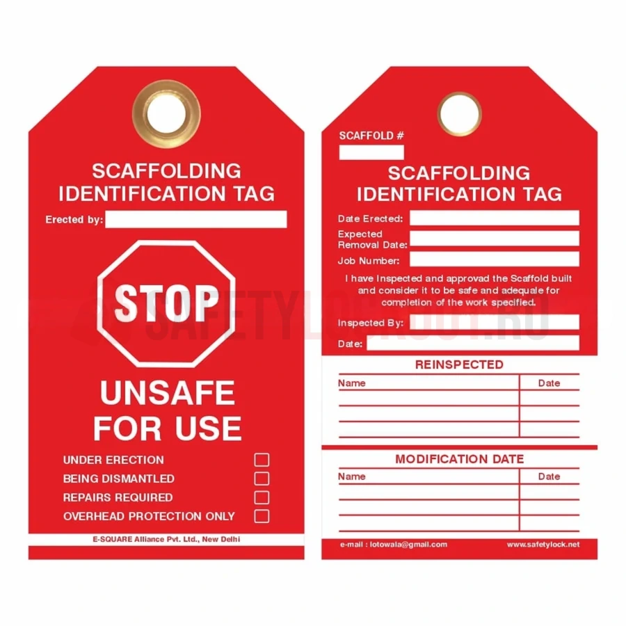 Etichetă roșie de identificare pentru schele — Etichete de culoare roșie pentru schele | Safety Lockout