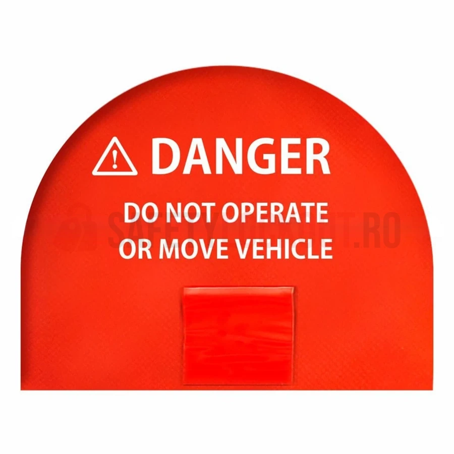 Husă temporară roșie pentru volan, cu 1 buzunar, diametru 60 cm — Huse de blocare pentru volan | Safety Lockout