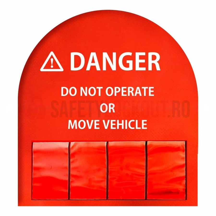 Husă temporară roșie pentru volan, cu 4 buzunare, diametru 60 cm — Huse de blocare pentru volan | Safety Lockout