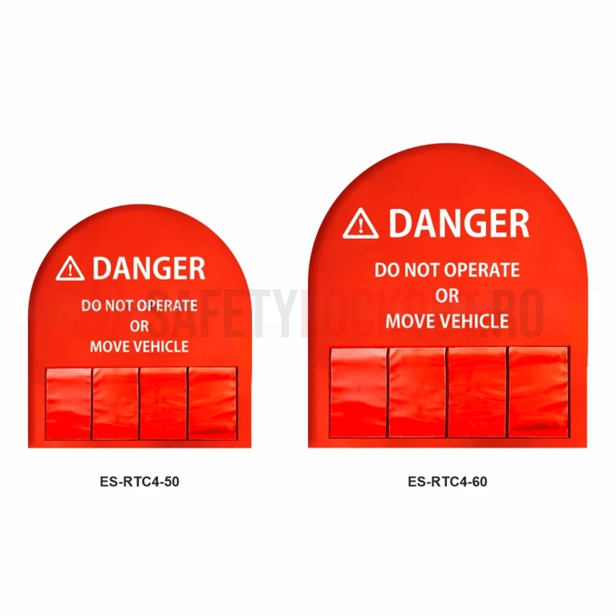 Husă temporară roșie pentru volan, cu 4 buzunare, diametru 60 cm — Huse de blocare pentru volan | Safety Lockout