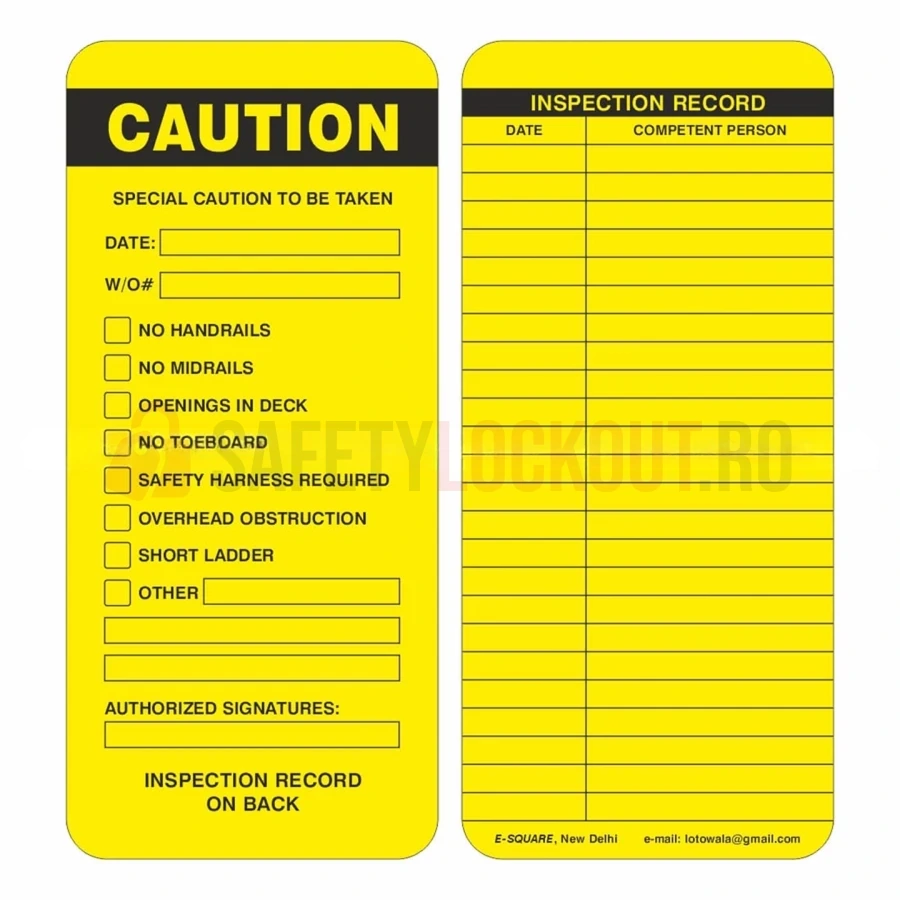 Etichete pentru schele — registru de inspecție (set 10 buc.) — Etichete și suporturi pentru schele | Safety Lockout
