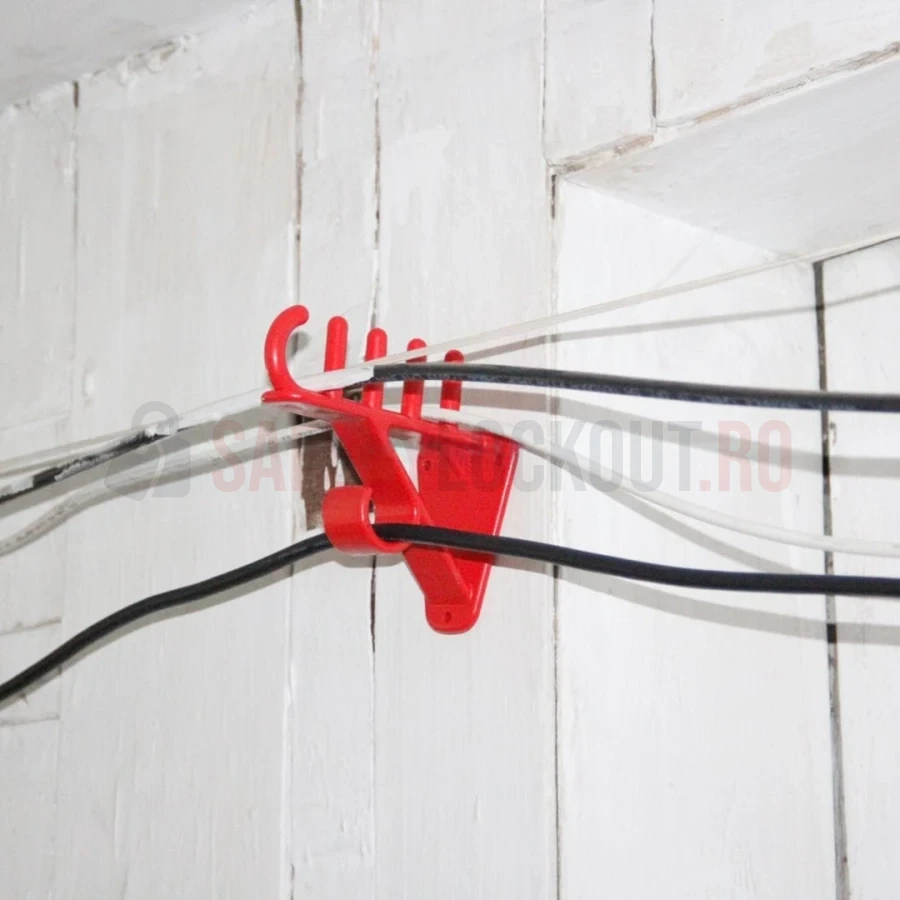 Suport de perete pentru cabluri, ABS, 5 compartimente — Cârlige de siguranță și suporturi pentru cabluri | Safety Lockout