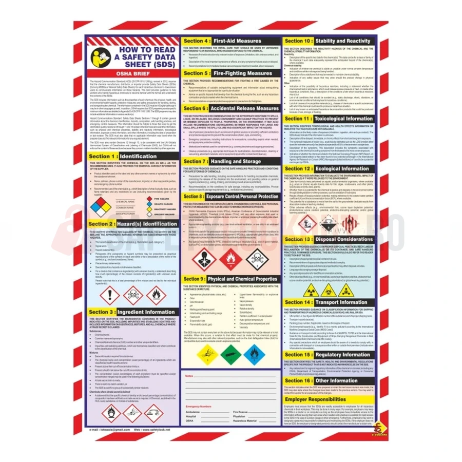 Poster de siguranță pentru comunicarea pericolelor — Ghid SDS — Cabinete pentru comunicarea pericolelor și fișe tehnice de securitate (MSDS) | Safety Lockout