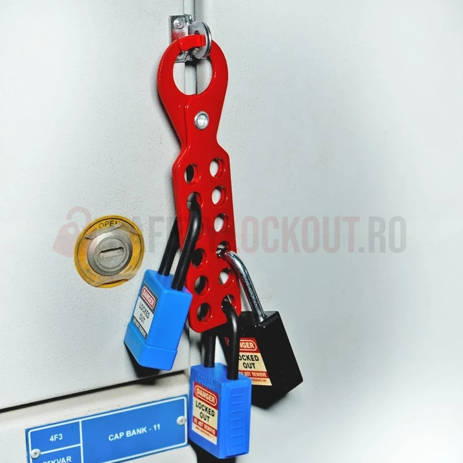 Hasp LOTO standard din oțel, 12 orificii, fălci 25 mm — Hasp LOTO | Safety Lockout
