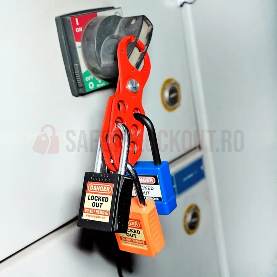 Hasp LOTO standard din oțel, 7 orificii, fălci 25 mm — Hasp LOTO | Safety Lockout
