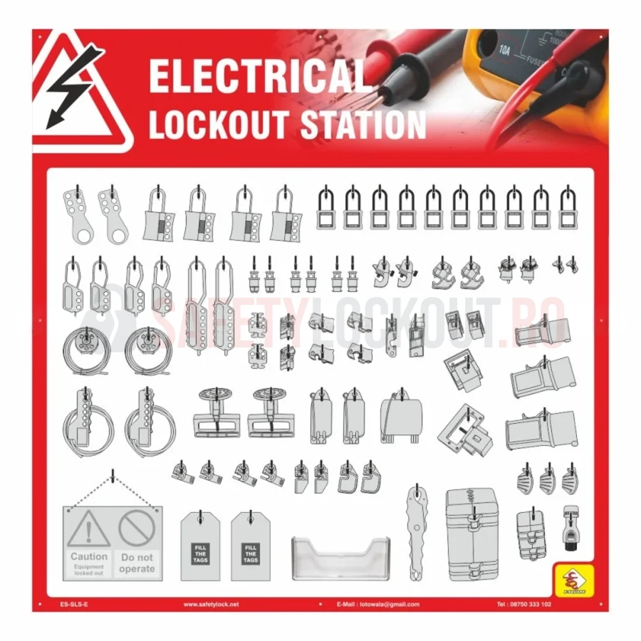 Stație LOTO cu umbră pentru departamentul electric, 118 x 119 cm — Panouri umbră pentru departamente | Safety Lockout