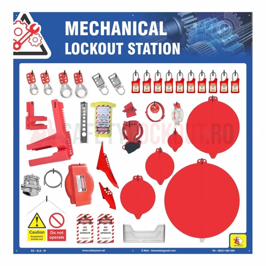 Stație LOTO cu umbră pentru departamentul mecanic, echipată, 46.5″ x 47″ — Panouri umbră pentru departamente | Safety Lockout