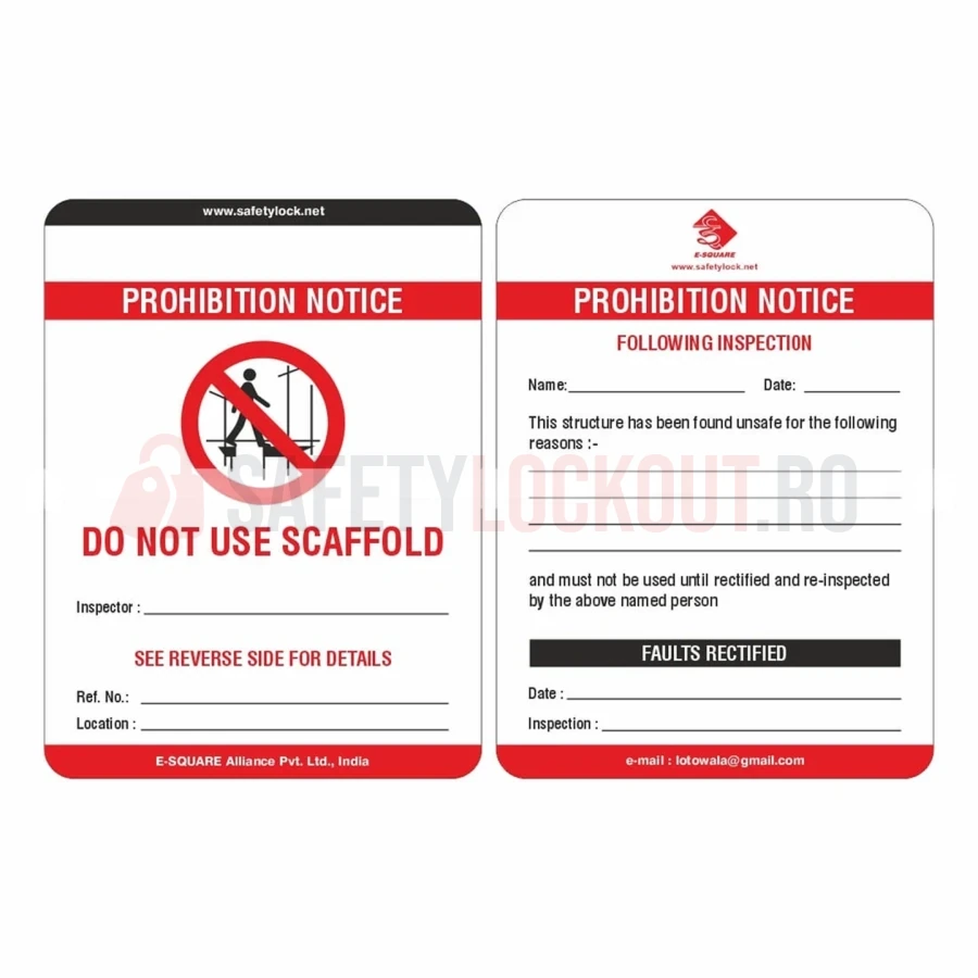 Etichete pentru schele — Notificare de interdicție, set 10 buc. — Suport și etichete de dimensiuni mari pentru schele | Safety Lockout