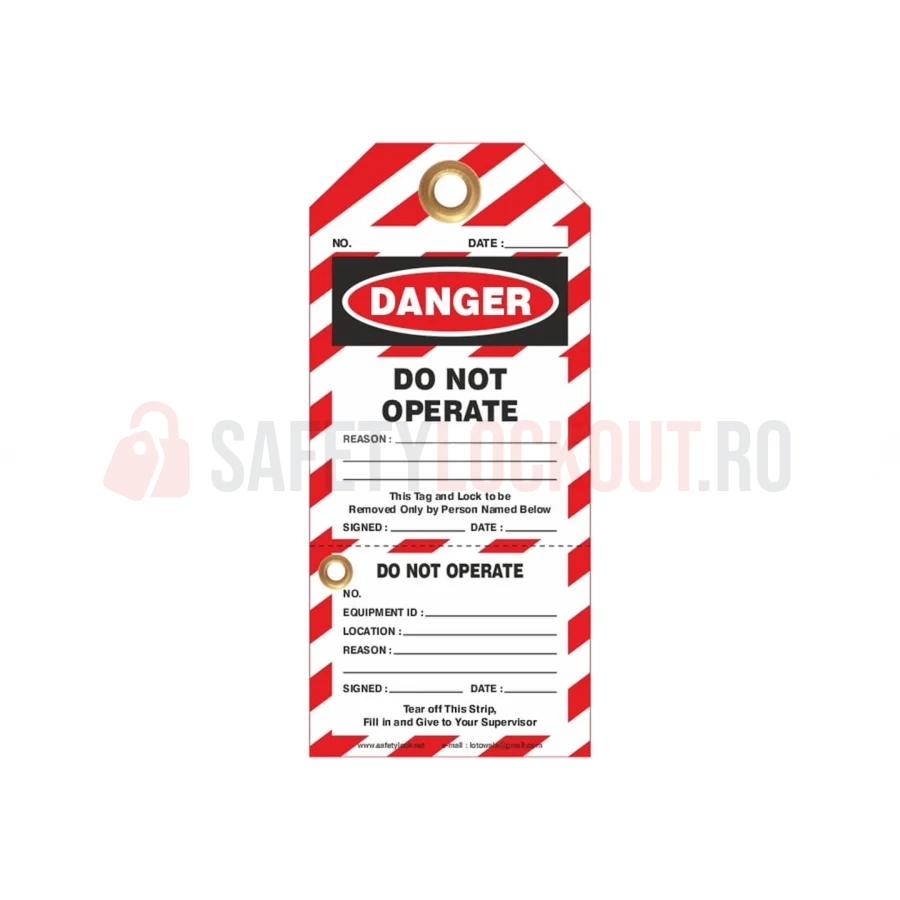 Etichete de blocare LOTO cu perforație — Do Not Operate — Etichete LOTO personalizate | Safety Lockout