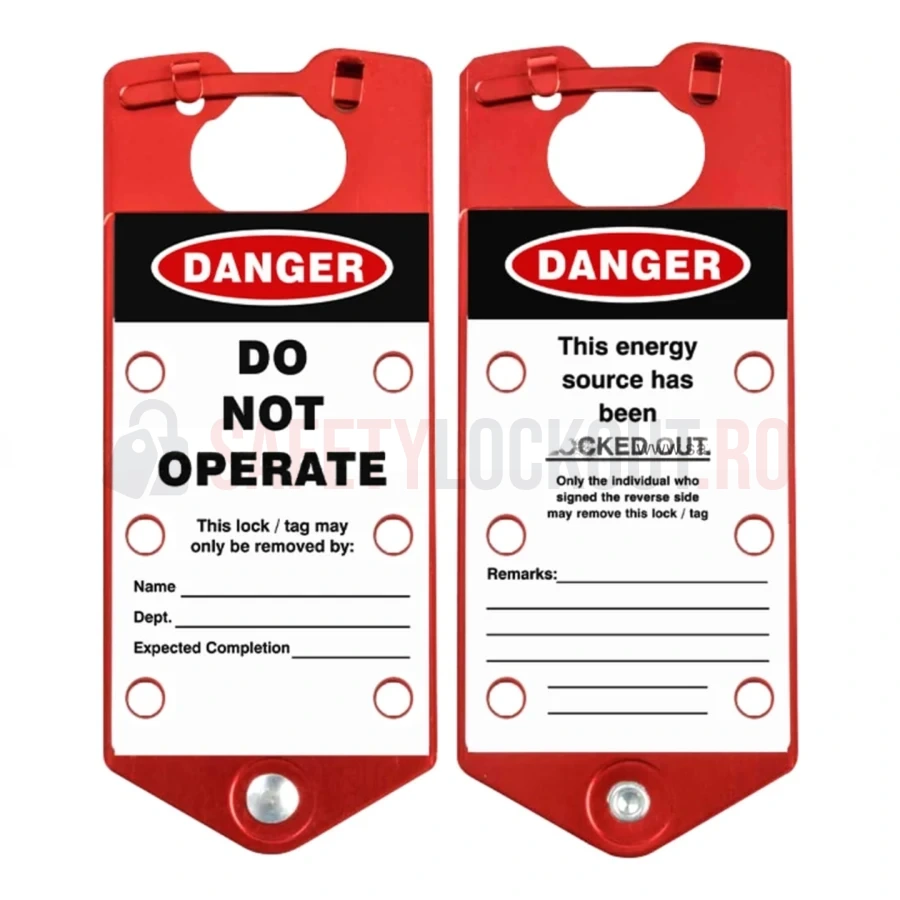 Hasp LOTO TAGO din aluminiu cu etichetă, roșu, 6 orificii — Hasp LOTO din aluminiu | Safety Lockout