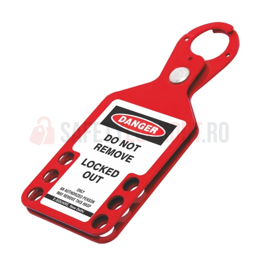 Hasp LOTO cu etichetă TAGO, aluminiu, roșu, 6 orificii — Hasp LOTO din aluminiu | Safety Lockout