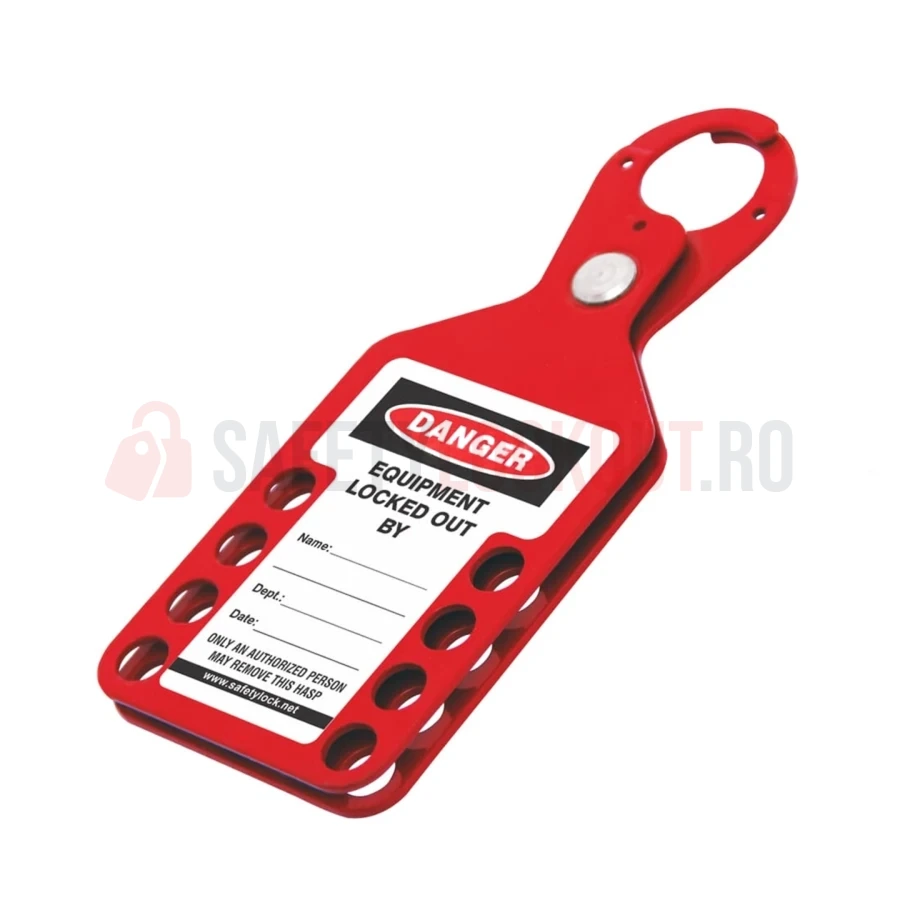 Hasp LOTO cu etichetă TAGO, aluminiu, roșu, 8 orificii — Hasp LOTO din aluminiu | Safety Lockout