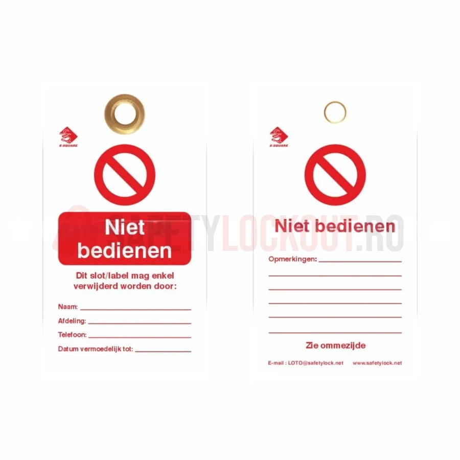 Etichetă de blocare LOTO în limba olandeză 'Niet Bedienen' — Etichete LOTO în limba olandeză | Safety Lockout