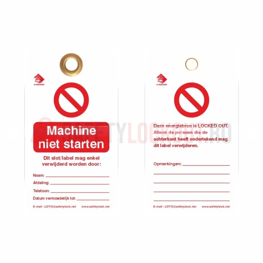 Etichetă de blocare LOTO în limba olandeză 'Machine Niet Starten' — Etichete LOTO în limba olandeză | Safety Lockout