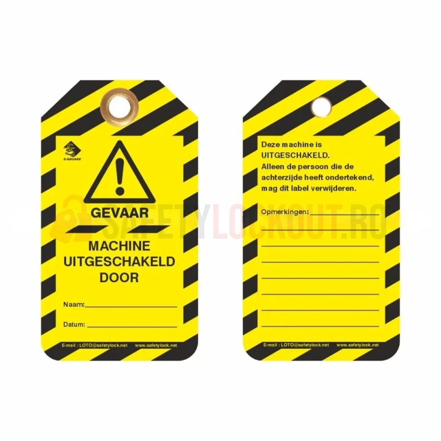 Etichetă de blocare LOTO în limba olandeză „Gevaar – Machine Uitgeschakeld Door” — Etichete LOTO în limba olandeză | Safety Lockout