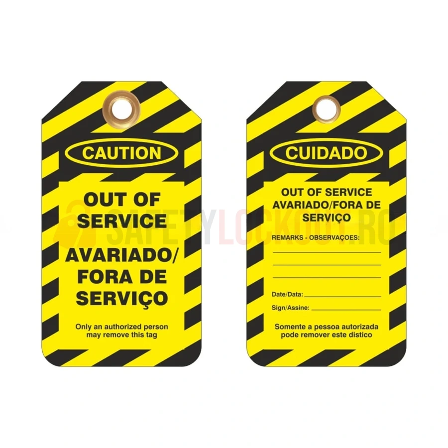 Etichetă de blocare LOTO personalizată – Caution Out of Service — Etichete LOTO personalizate | Safety Lockout