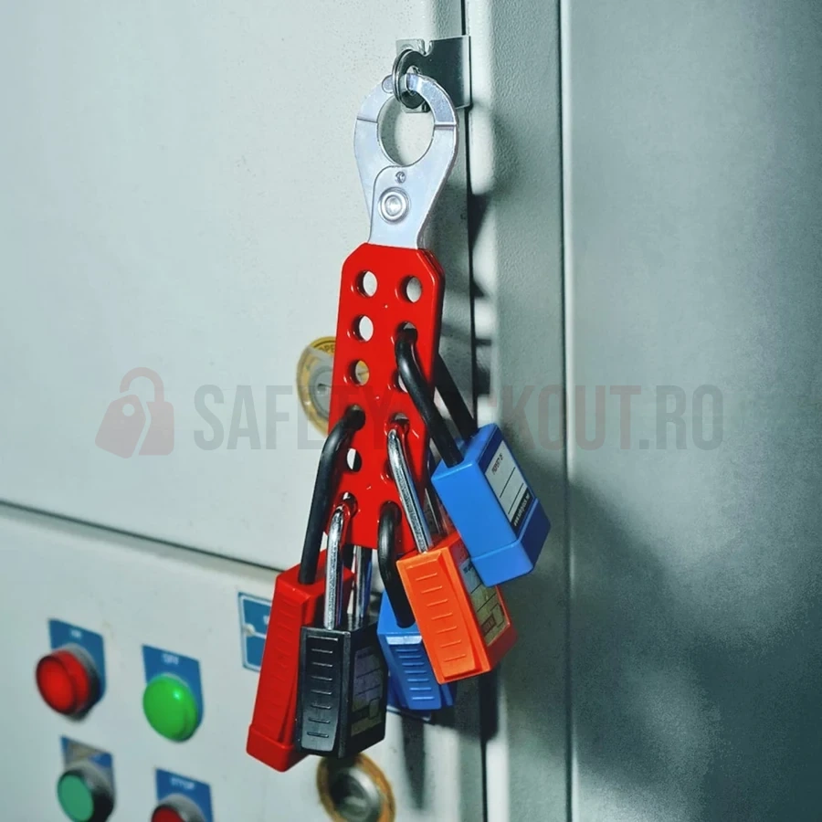 Hasp LOTO metalic cu 12 orificii și înveliș din vinil, fălcă 25 mm — Hasp LOTO | Safety Lockout