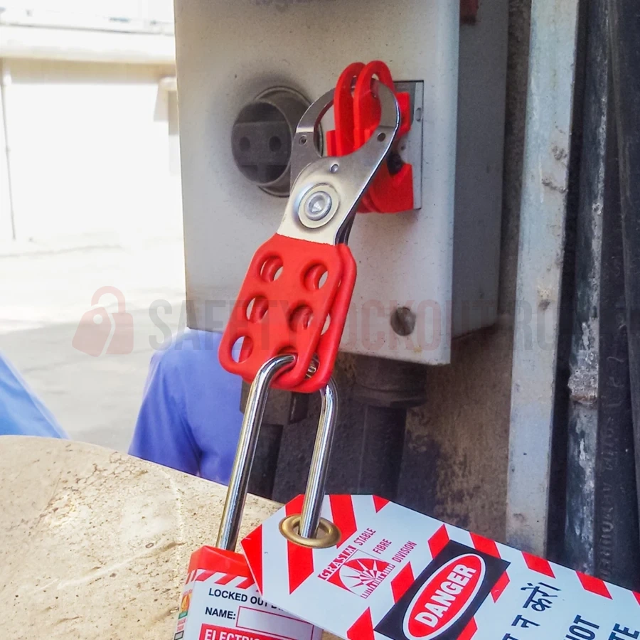 Hasp LOTO metalic cu acoperire din vinil, 25 mm, roșu — Hasp LOTO | Safety Lockout
