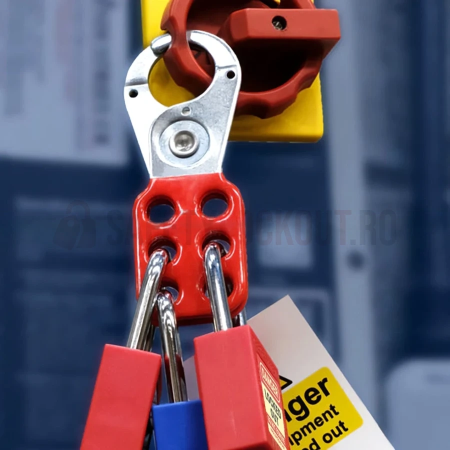 Hasp LOTO metalic cu acoperire din vinil, 25 mm, roșu — Hasp LOTO | Safety Lockout