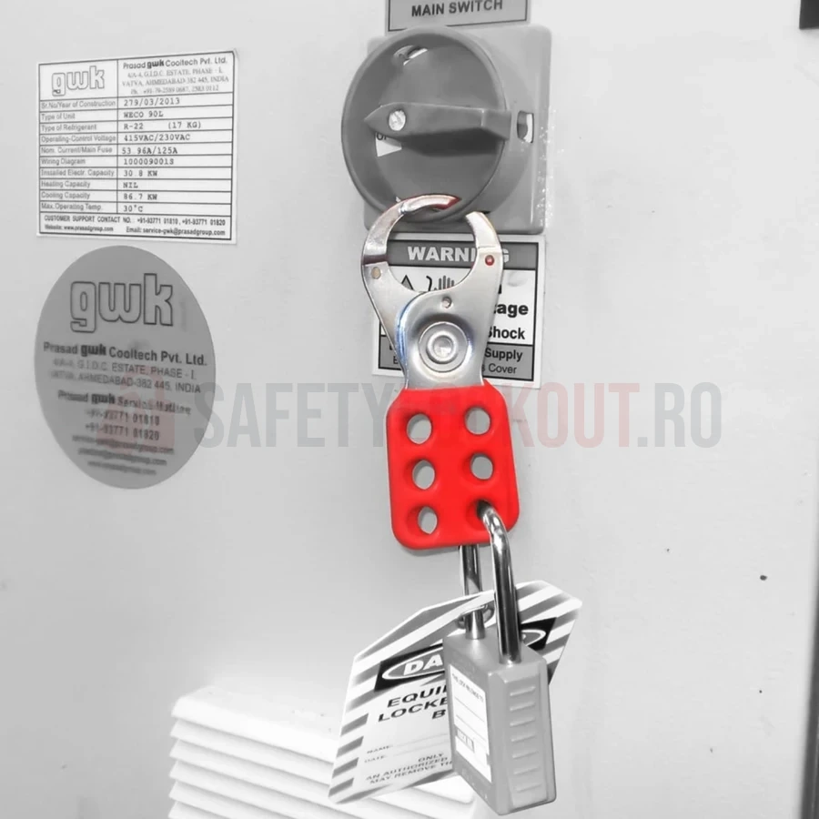 Hasp LOTO metalic cu acoperire din vinil, 25 mm, roșu — Hasp LOTO | Safety Lockout