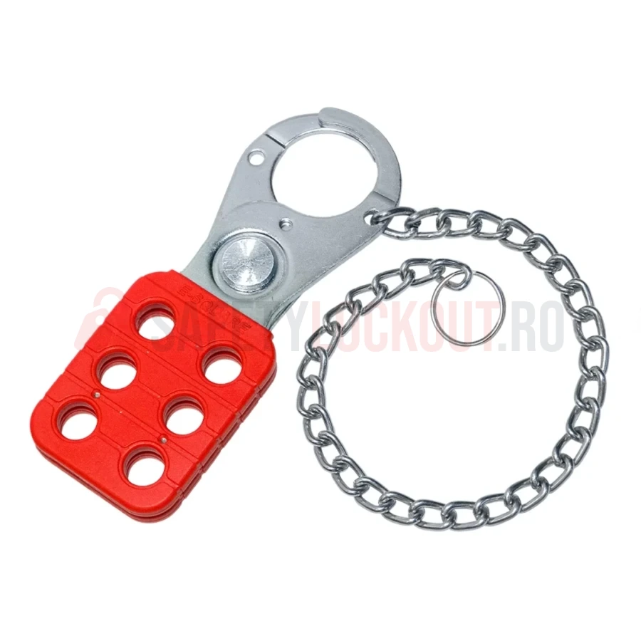 Hasp LOTO cu lanț de 6 inchi, oțel zincat și înveliș de vinil, fălci 25 mm — Hasp LOTO | Safety Lockout