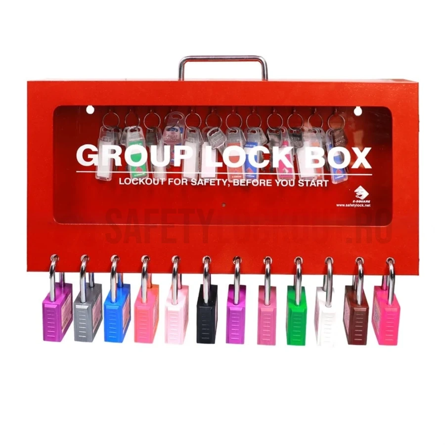 Cutie LOTO de Grup pentru Perete - 12 Lacăte (Culisare Superioară) — Cutie de blocare pentru grup | Safety Lockout