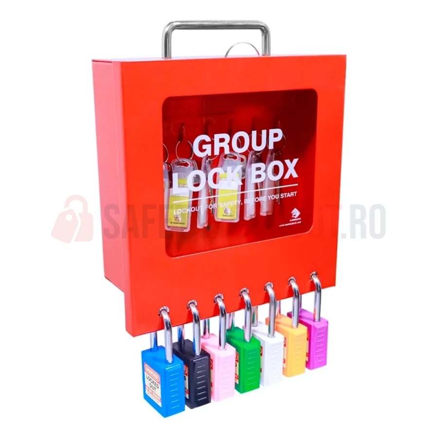 Cutie LOTO de Grup pentru Perete - 7 Lacăte (Culisare Superioară) — Cutie de blocare pentru grup | Safety Lockout