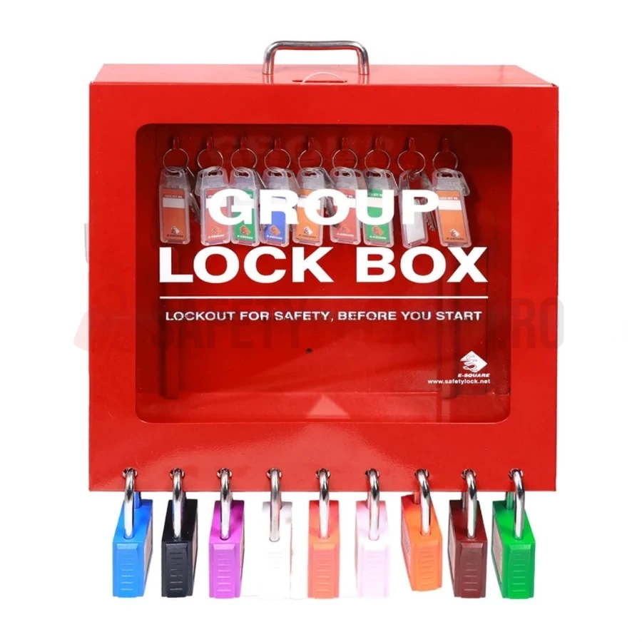Cutie LOTO de Grup pentru Perete - 9 Lacăte (Culisare Superioară) — Cutie de blocare pentru grup | Safety Lockout